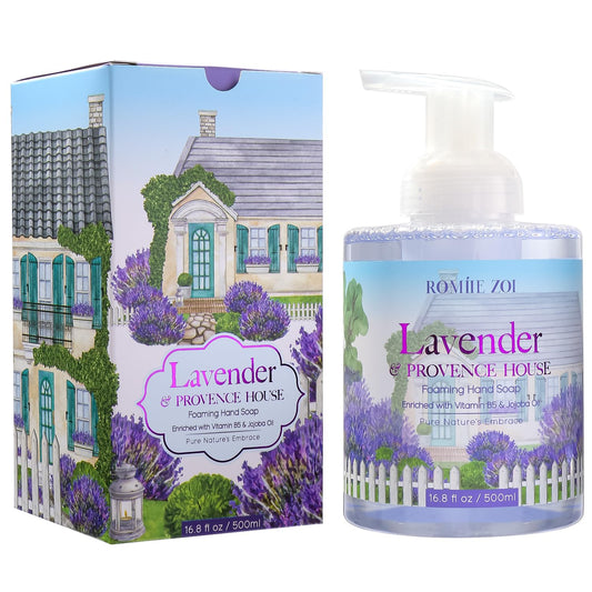 ROMIIE ZOI Foaming Hand Soap with Gift Box- Lavender & Provence - Biodegradable Formula Moisture & Revitalize - 500ml/ 16.8oz