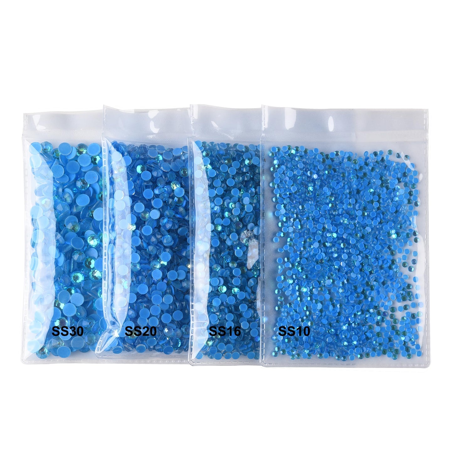 Blinginbox Flatback Glass Rhinestones,Luminous Gems 1440pcs Non Hotfix Crystal Rhinestones for Nail Crafts Clothes Tumblers Face Makeup,Blue AB Luminous,SS20