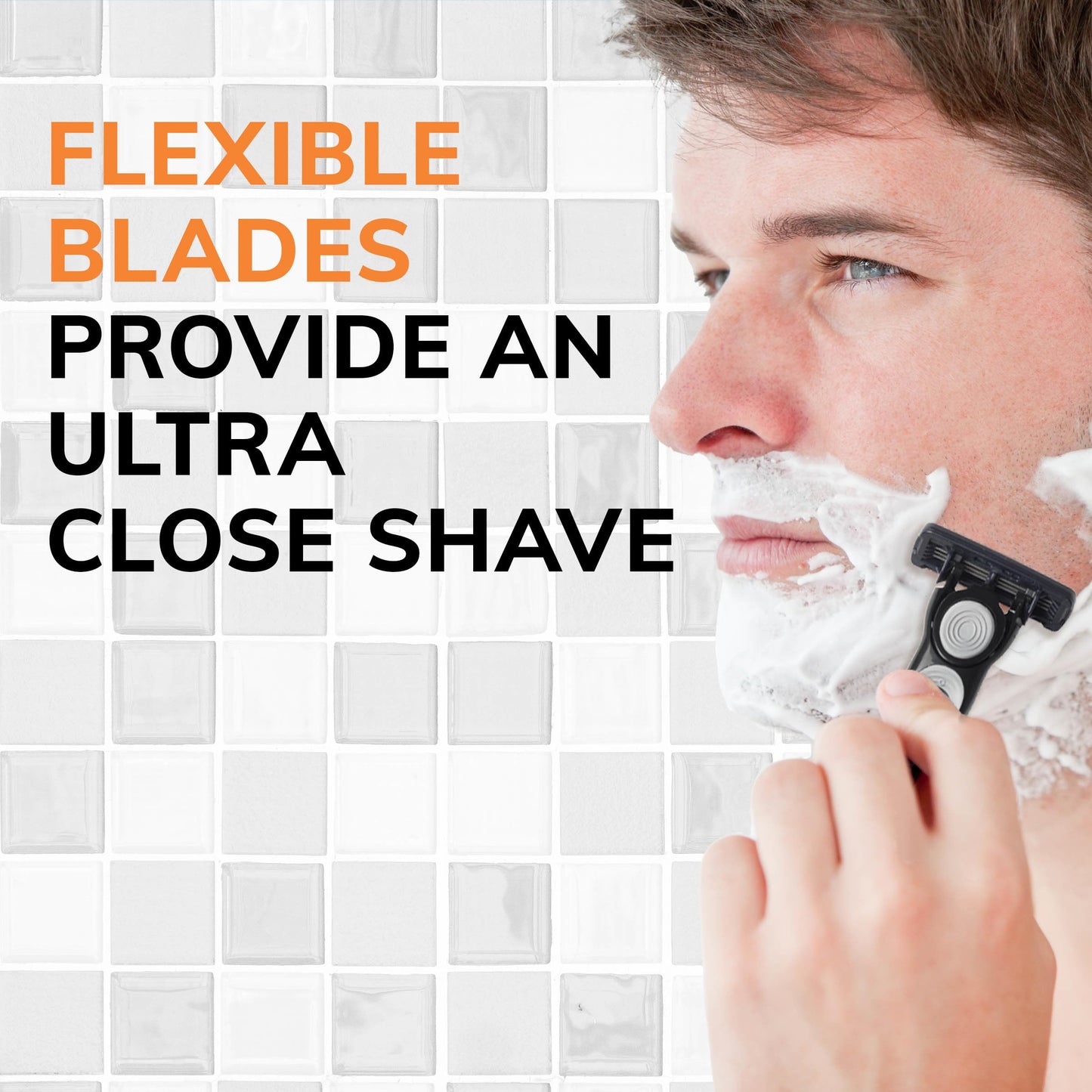 BIC Flex 4 Refillable Razors for Men, Long-Lasting 4 Blade Razors for Sensitive Skin, 1 Handle and 4 Cartridges, 5 Piece Shaving Kit