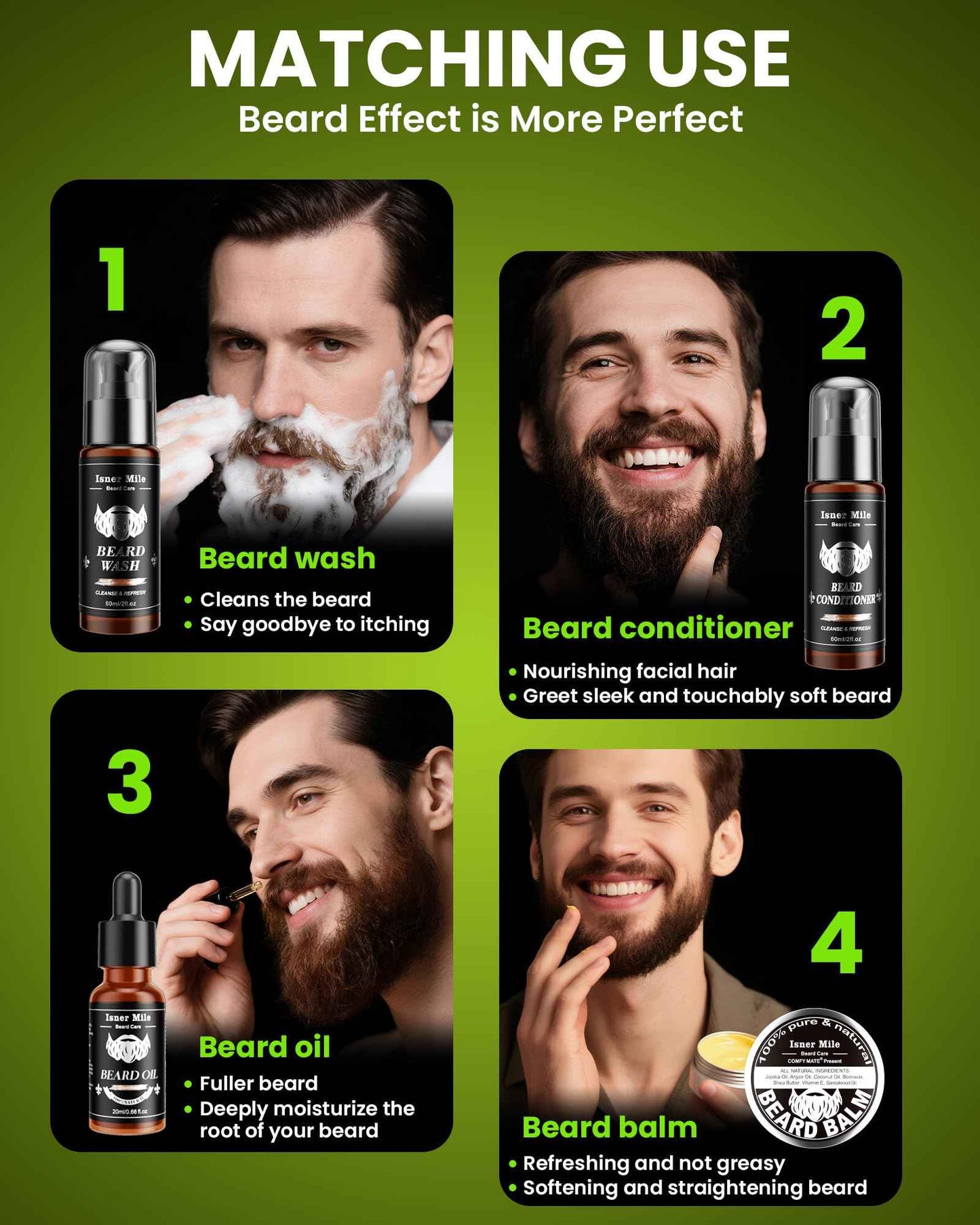 Comfy Mate Beard Kit for Men Grooming and Care: with Beard Shampoo & Conditioner Oil and Balm Brush Comb Scissors, Father's Day - Christmas - Birthday Gifts for Men Stocking Stuffers for Him Husband