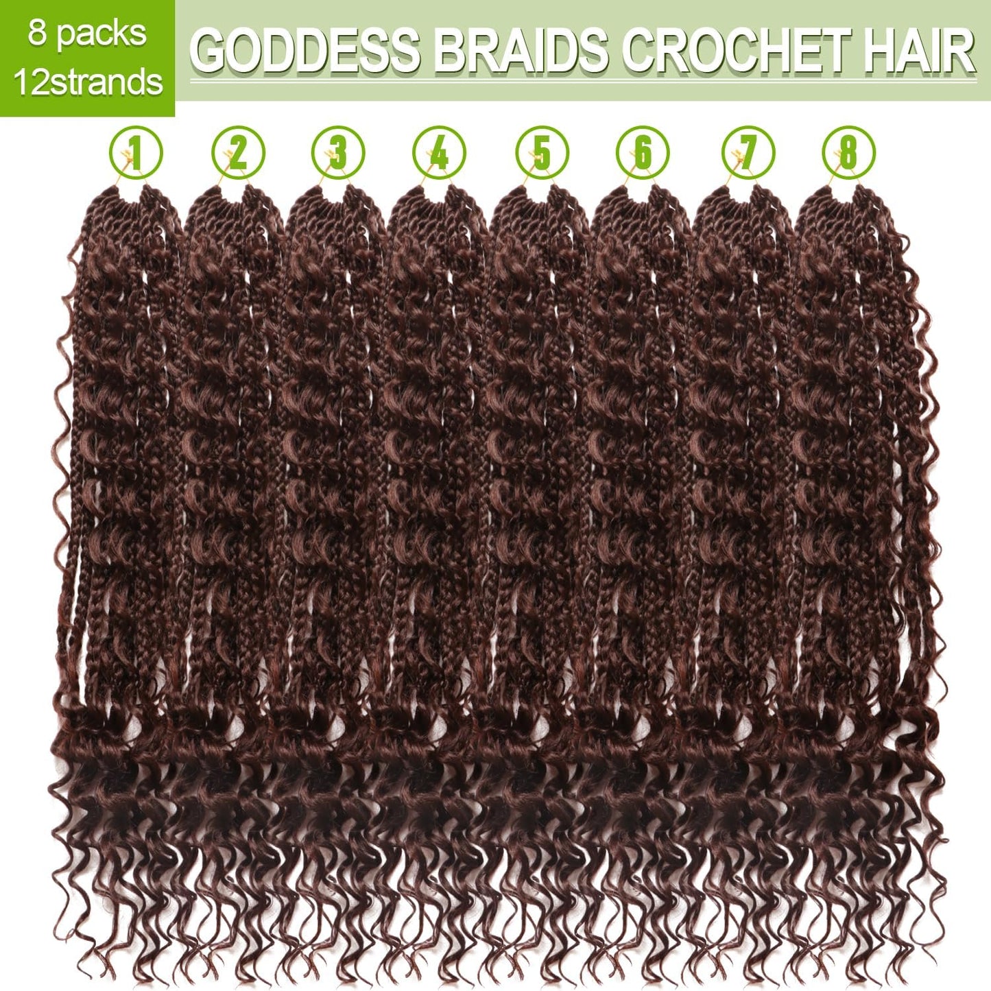 Goddess Bohemian Box Braids Crochet Hair-8 Packs 18 Inch Boho Crochet Braids for Black Women Synthetic Braiding Hair (#4, 18 Inch(Pack of 8))