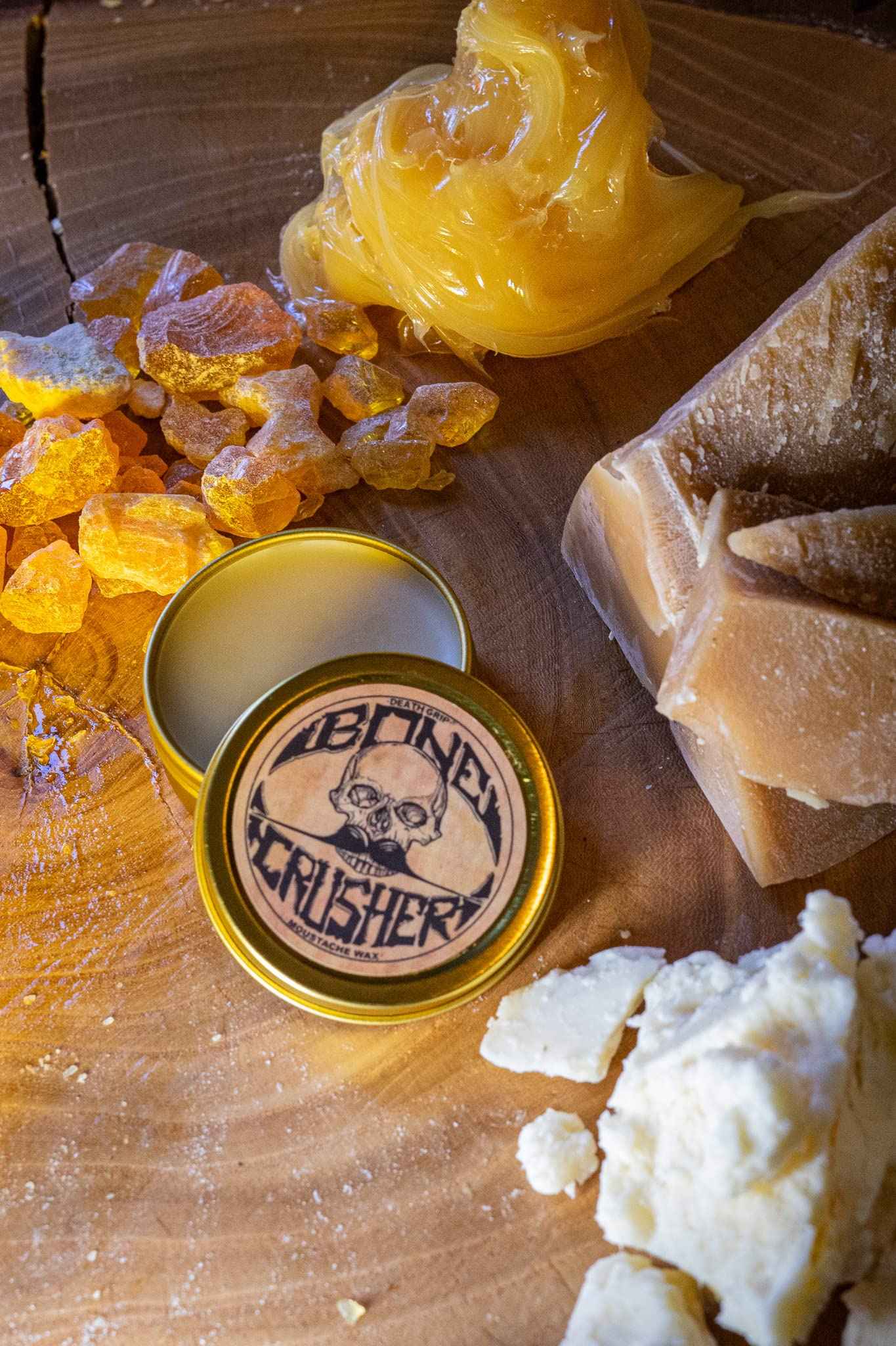 THE VINTAGE GROOMING CO. Bone Crusher Extra Strong Extra Firm Mustache Wax, Night Fury Wax Remover Oil, and Comb Set