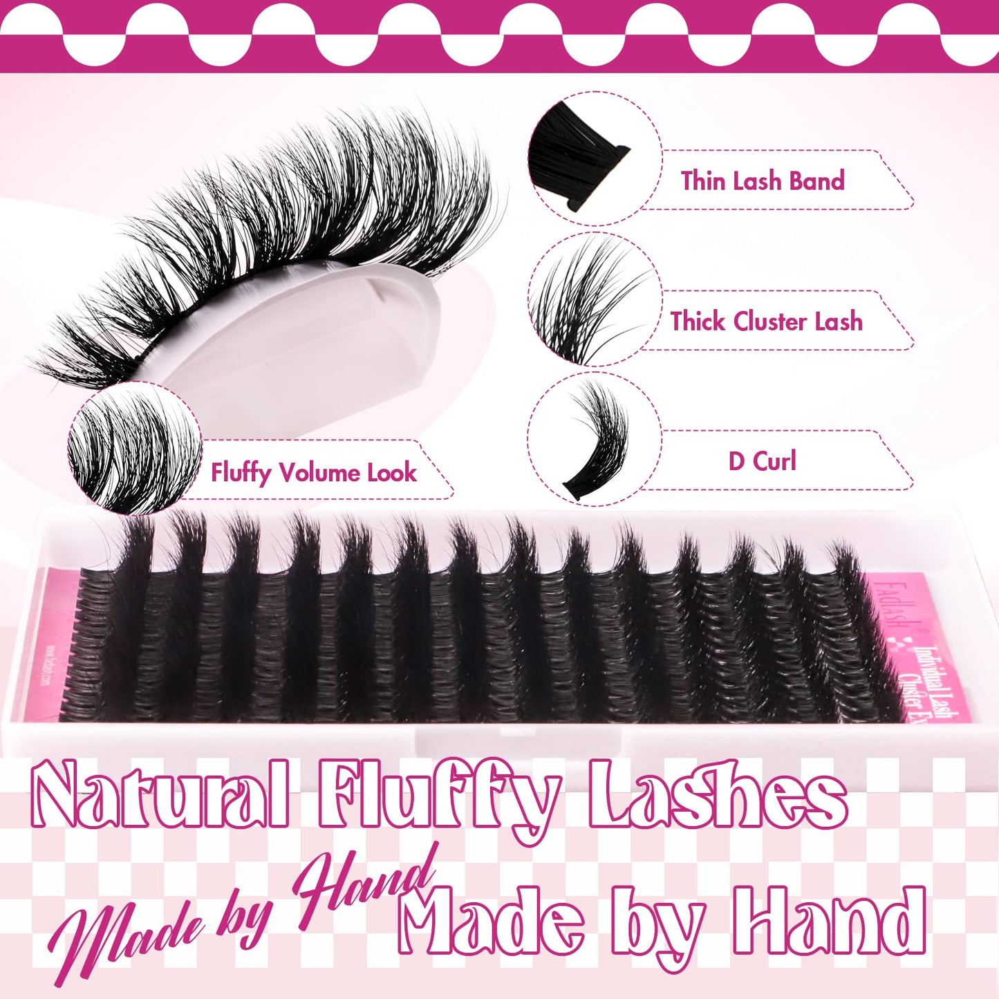 FADLASH Lash Clusters 100D Fluffy Eyelash Clusters 8-16mm Individual Lashes Cluster Eyelash Extensions 3D Effect Wispy Thick Lash Extension Clusters (100D-0.07-D, 8-16mm)