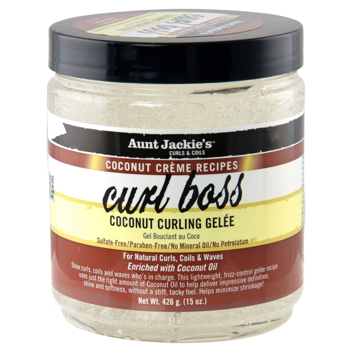 Aunt Jackie's Hair Styling Gel - 15 oz Don't Shrink Flaxseed Elongating Curl Boss Coconut Curling Gel for Natural Curls, Coils and Waves