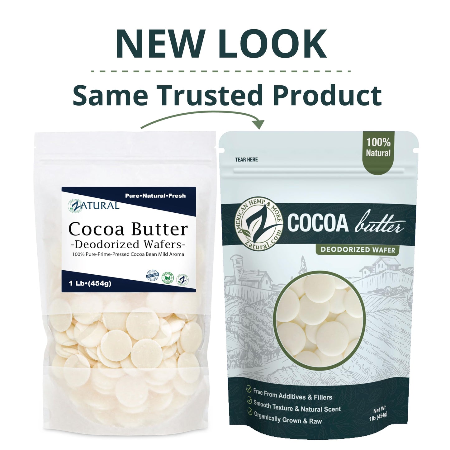 Zatural RAW Cocoa Butter-Deodorized Food Grade | 100% Pure-Prime-Pressed | DIY Lotion, Body Cream, Lip Gloss Base. (16 Ounce Deodorized Wafers)