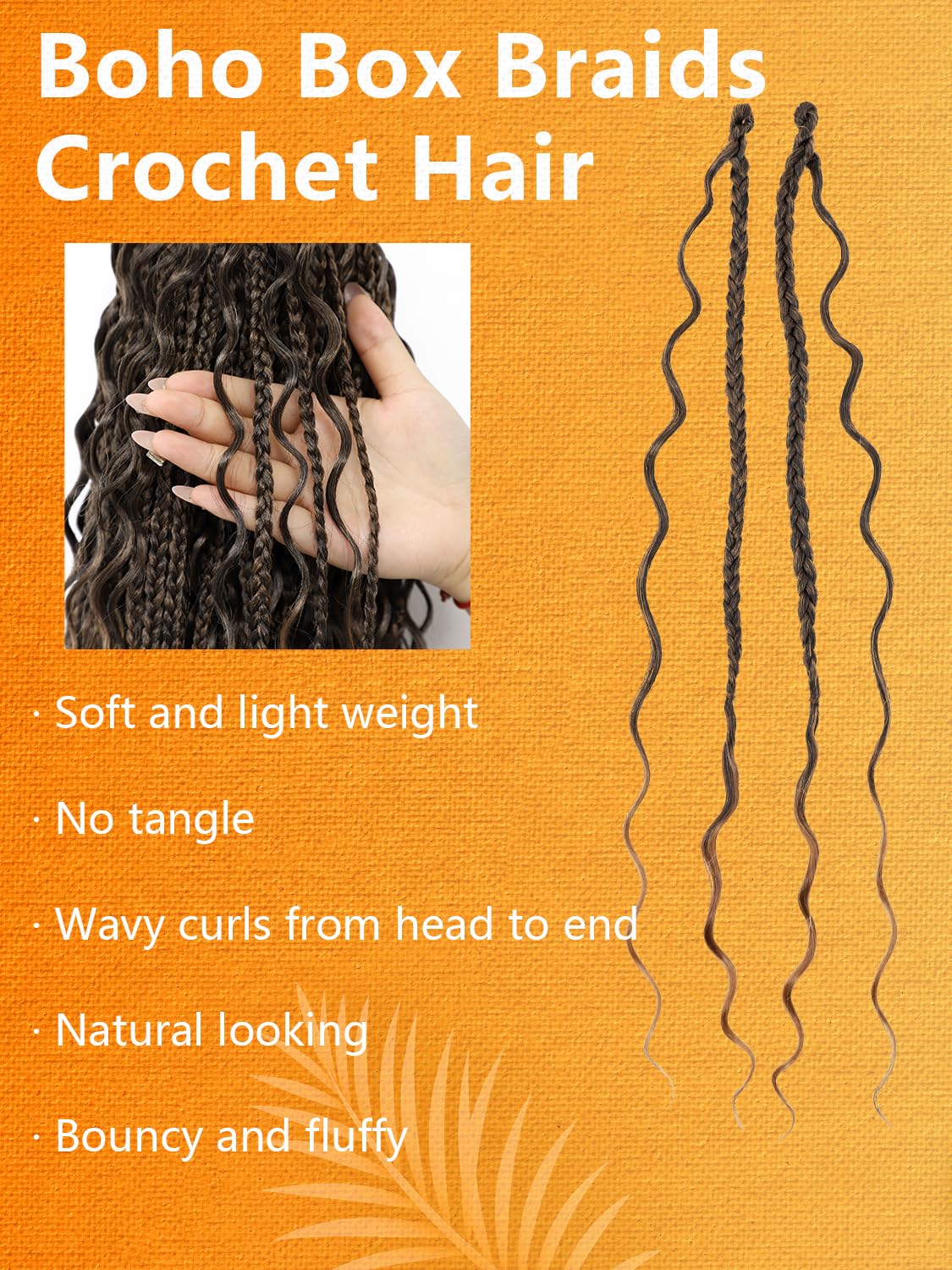 Goddess Box Braids Crochet Hair for Women 14 Inch 8 Packs Boho Crochet Box Braids with Curly Ends Bohemian Pre-looped Box Braids Crochet Braiding Hair Extensions(14inch,1B/30)