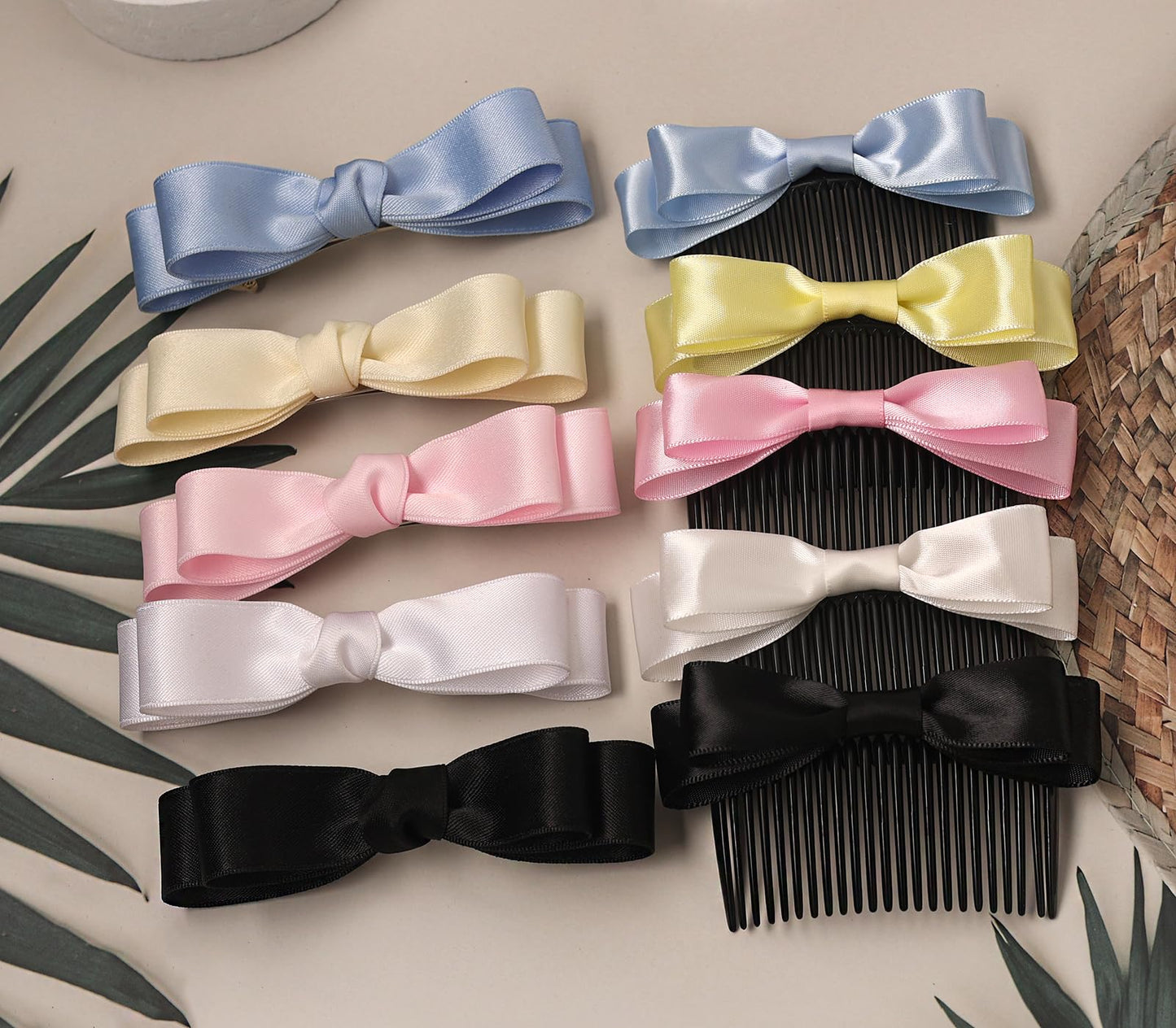 4Pcs Bow Hair Clip for Women Girls Ribbon Claw Clip Satin Bow Hair Clips Cute Barrettes for Teens Kids Hair Side Combs Bowknot Hairpins(Pink)