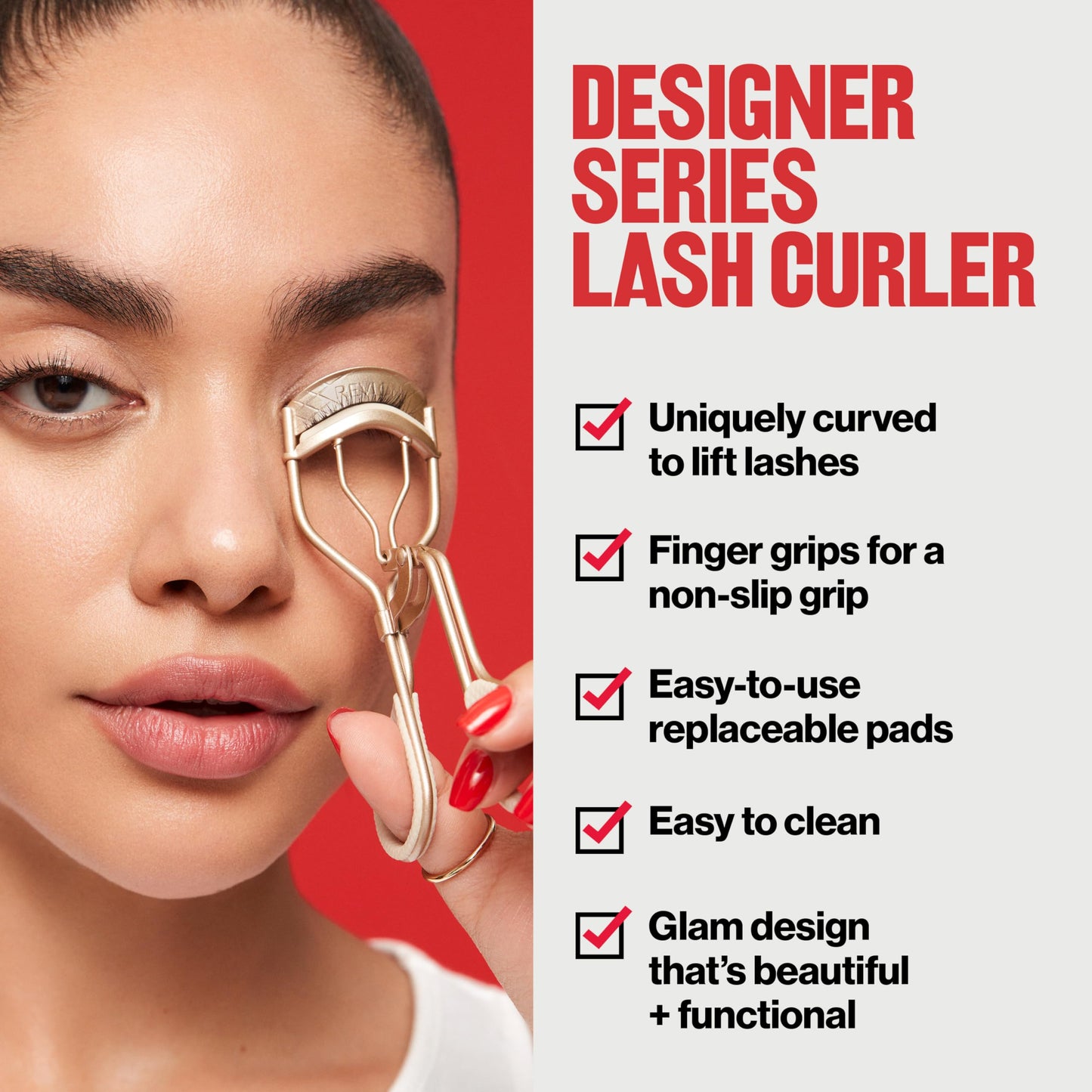 Revlon Designer Series Lash Curler, Eyelash Lift for an Eye Opening Look, with Finger Grips for a Non Slip Grip, Easy to Use, 1 Count