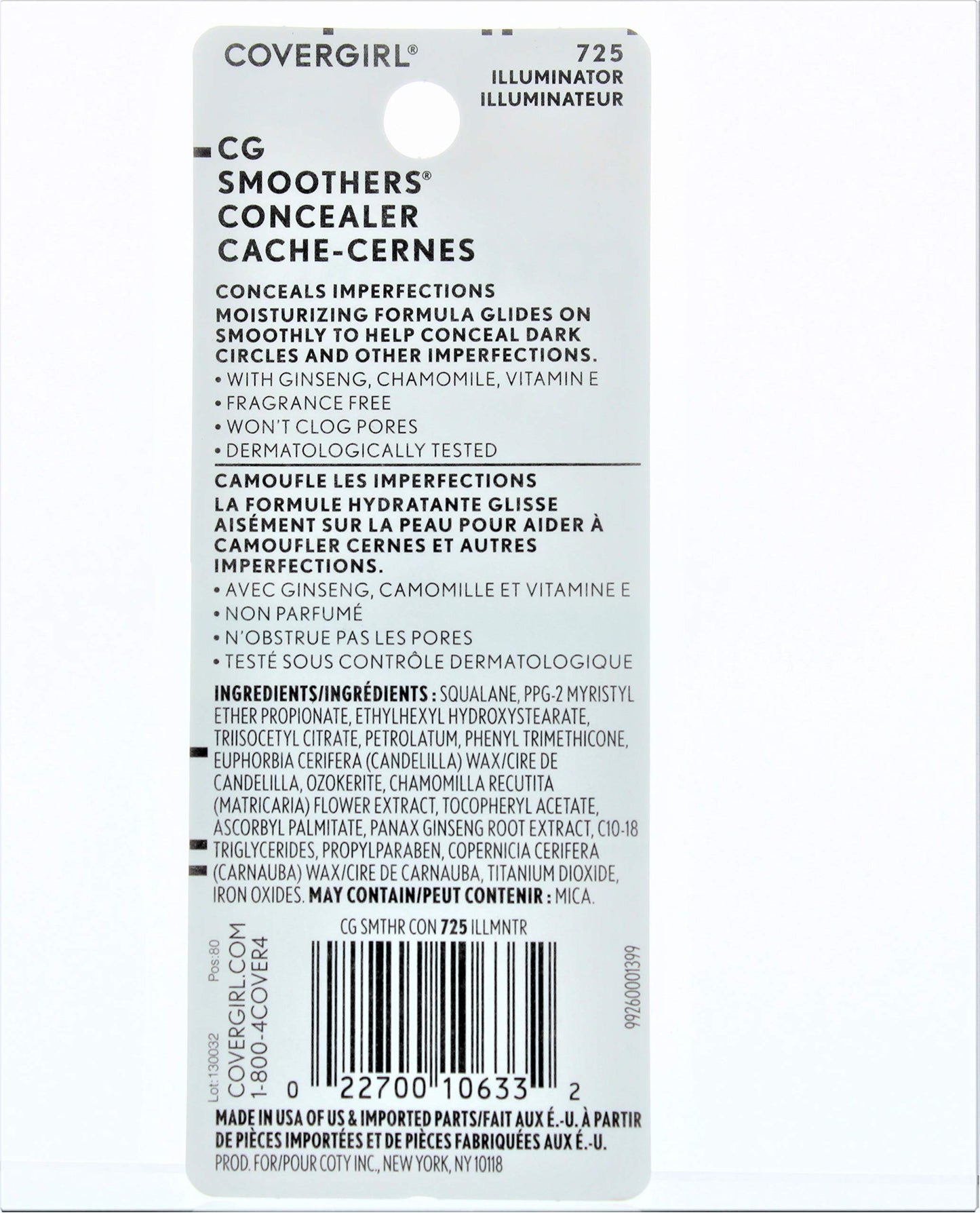 CoverGirl Smoothers Concealer, Illuminator [725] 0.14 oz (Pack of 2)