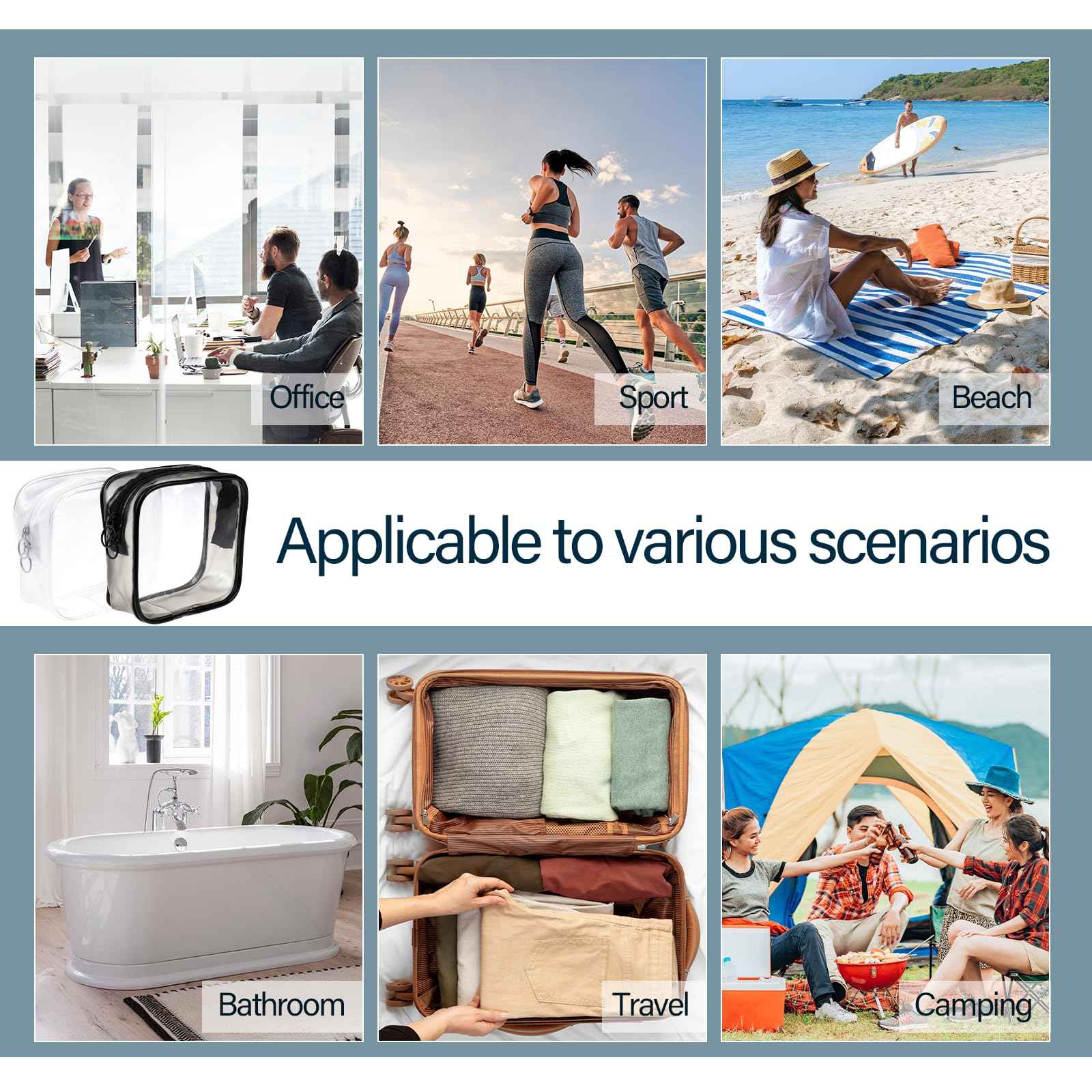 Sliverdew 2 PCS Small Clear Makeup Bags Zipper Pouch Mini Cosmetic Bag White Black Toiletry Bag for Men Purse Essentials Items Women Purse Travel Accessories