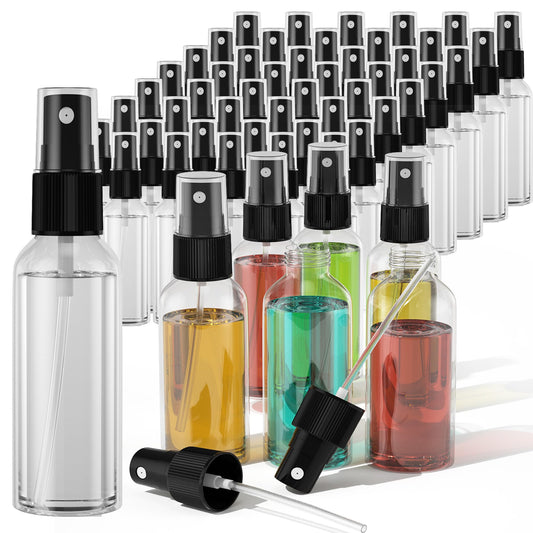 100Pack 2oz Spray Bottles Small, 60ml Travel Spray Bottle Black Fine Mist Sprayer, Empty Refillable Containers Portable Cosmetic Bulk Plastic Spray Bottles for Plants, Cleaning, Misting & Skin Care