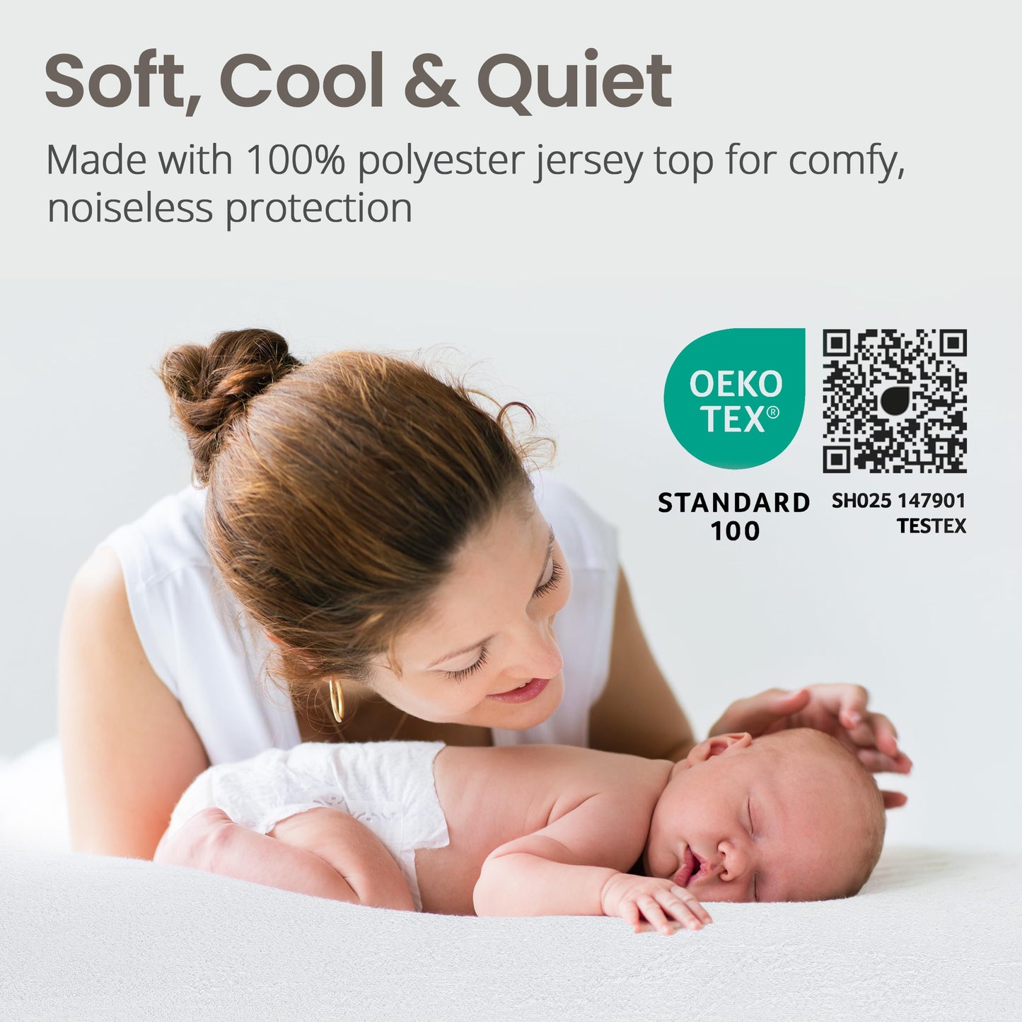 SafeRest 100% Waterproof Crib Size Mattress Protector - Fitted with Stretchable Pockets - Machine Washable Cotton Mattress Cover for Bed - Newbourn Baby Essentials for Toddler or Baby Nursery