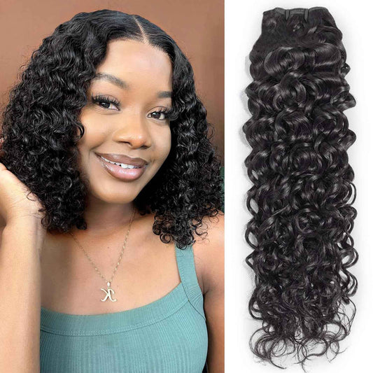 Water Wave Human Hair Bundles 14 Inch 12A Double Weft Wet and Wavy Bundles Human Hair Raw Bundles Human Hair Quick Weave Hair Bundles Natural Black