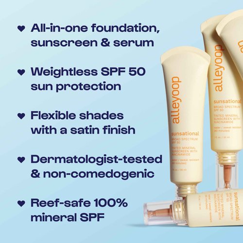 Alleyoop Sunsational Tinted Moisturizer SPF 50 for Face Broad Spectrum – 100% Mineral Face Sunscreen with Jojoba, Hydrating & Soothing Tinted Sunscreen, Vegan & Cruelty-Free (Twilight)