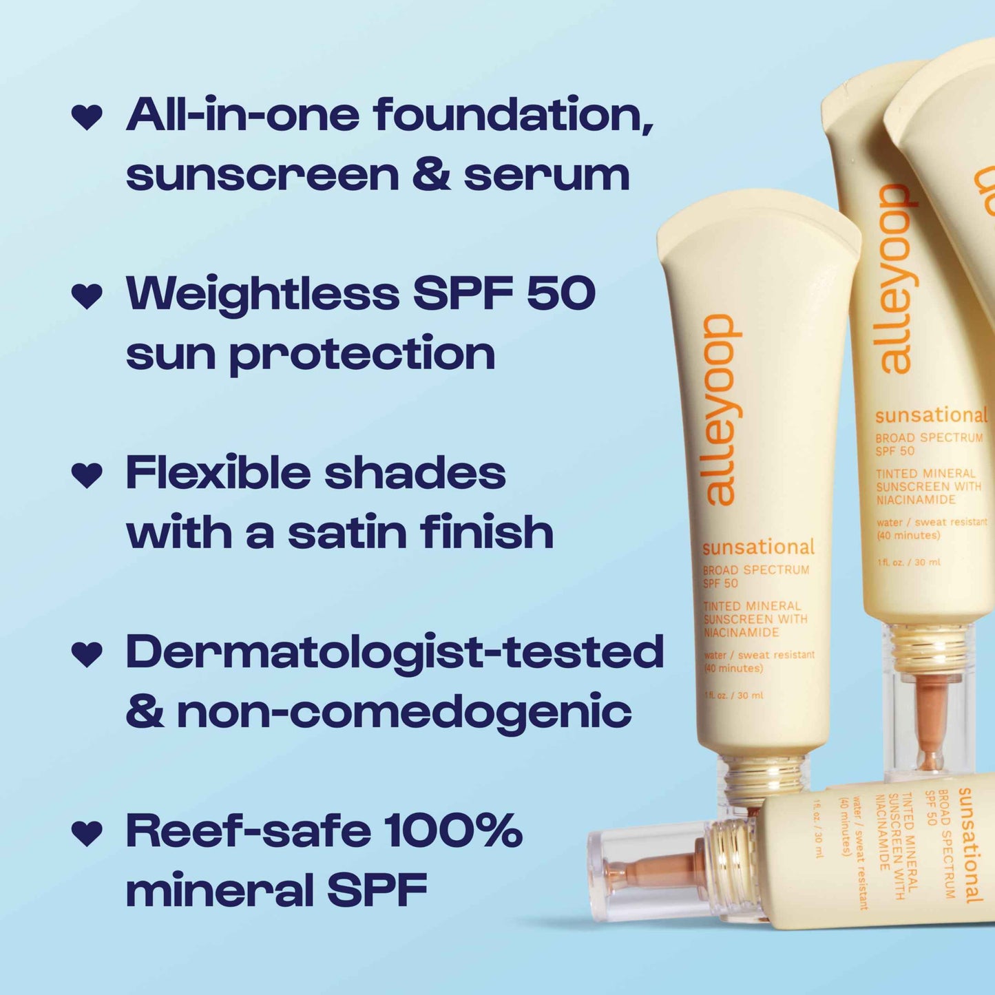 Alleyoop Sunsational Tinted Moisturizer SPF 50 for Face Broad Spectrum – 100% Mineral Face Sunscreen with Jojoba, Hydrating & Soothing Tinted Sunscreen, Vegan & Cruelty-Free (Twilight)