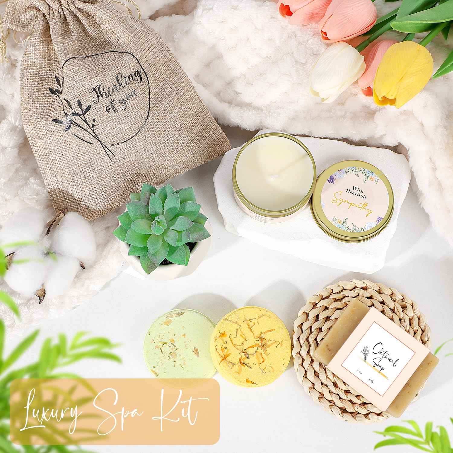 Sympathy Gift Baskets for Women, Care Package for Grieving Friend, Sorry for Your Loss Gift Basket, Get Well Soon Gift Basket for Sick Friends After Surgery Feel Better Gifts Thinking of You Gift