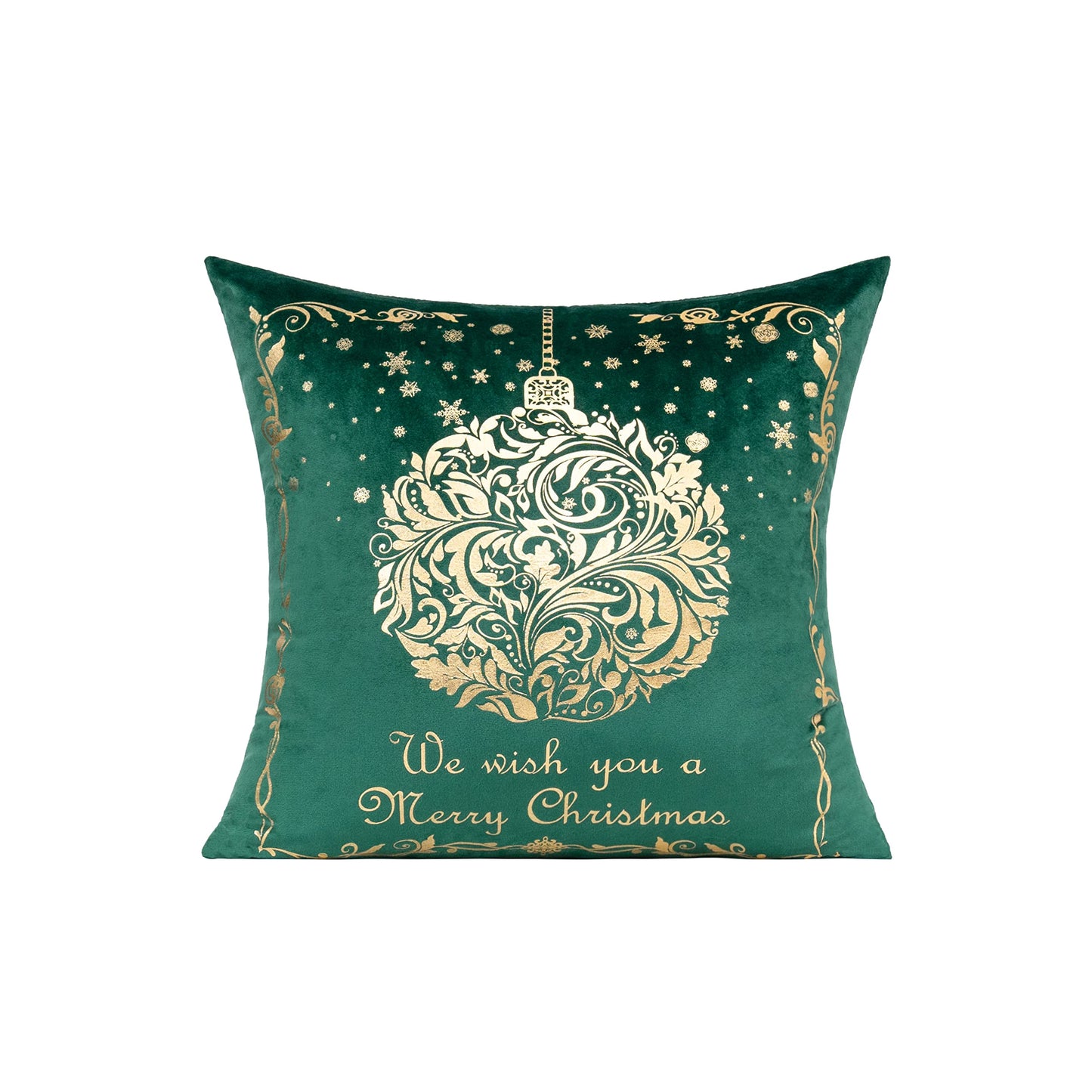 VAKADO Dark Green Christmas Throw Pillow Covers Xmas Decor Golden Decorative Tree Snowflakes Reindeer Cushion Cases Tree Gold Silver Home for Couch Sofa Bedroom 18x18 Set of 4 Indoor