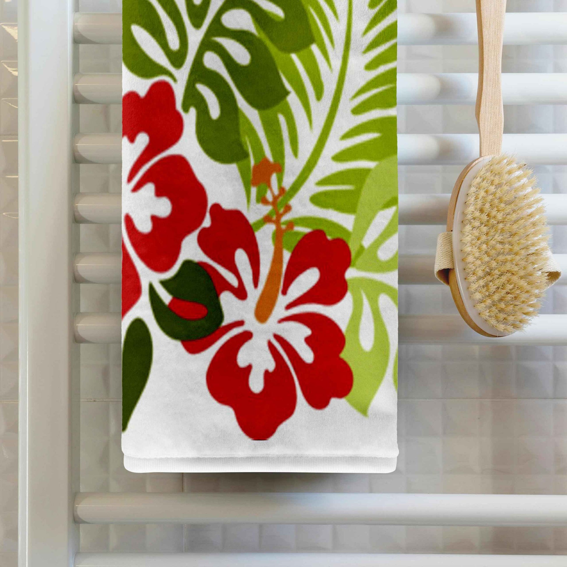 3D Rose Hawaiian Hibiscus n Leaves Print TWL_41559_1 Towel, 15" x 22"