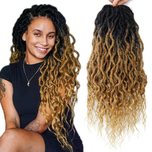 Faux Locs Crochet Braid Hair Bohemian Locs 24 Inches Synthetic Dreads Ombre Braiding Hair Afro Dreadlock (2 Packs 16 Strands)