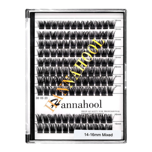 Large Tray D Curl Thickness 0.07mm Mixed 8-10-12-14mm/10-12-14-16mm/12-14-16mm /14-16mm/10-12-14mm Wide Stem Individual Cluster False Eyelashes Volume Eye Lashes Extensions (mixed 14-16mm)