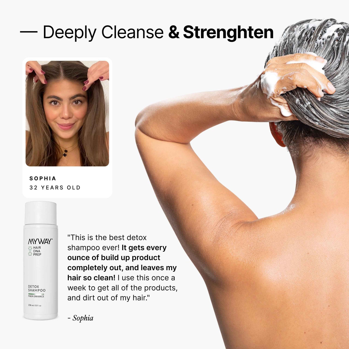 My Way Hair DNA Detox Shampoo – Deep Clarifying Formula for Product Buildup, Scalp Health Balance, and Damage Repair – Paraben, Phthalate, Sulfate, and Cruelty-Free Hair Care (8 oz)