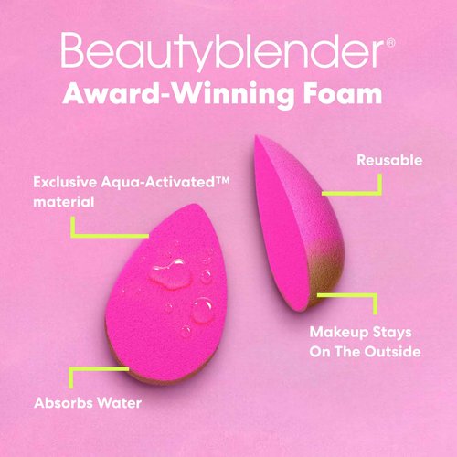 Beautyblender® | Original Pink Beauty Blender 2-Piece Bundle for Blending Foundations, Powders, and Creams, Super-Soft Foam for Streak-Free Application, Made in the USA, Reusable, Washable