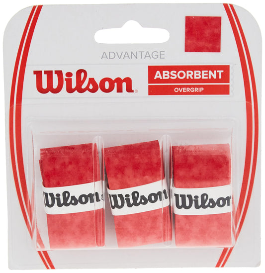 WILSON Advantage Tennis Racquet Over Grip (Pack of 3), Red