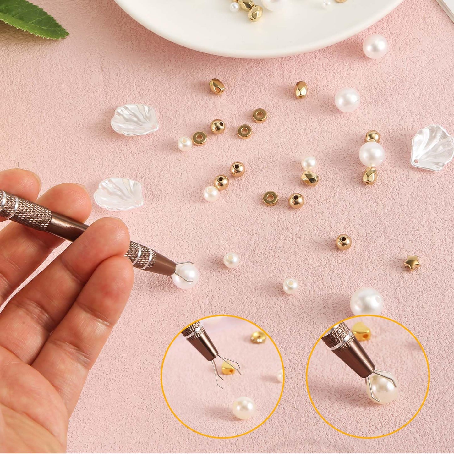 4pcs 4-Claw Jewelry Pick Up Tool, Stainless Steel Piercing Ball & Jewelry Grabber Ic Chip Pickup Tool Diamond Tweezers Prong Holder Claw for Mini Small Parts Pearl Electronic Components (Type 4)