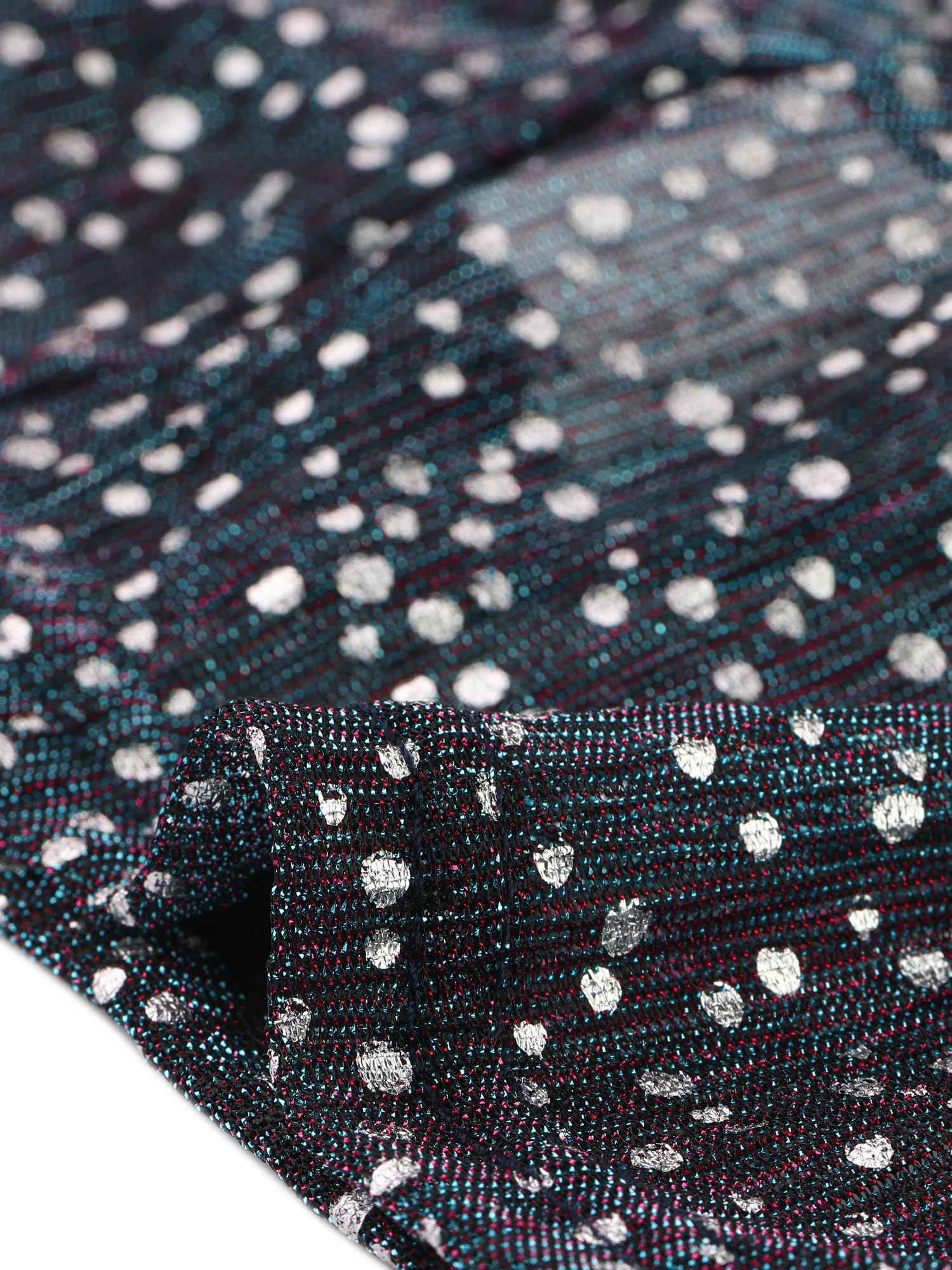 Allegra K Women's Crop Bomber Jacket Sheer Tops Mesh Sparkly Glitter Rave Outfit Halloween Clubwear Night Out Top Medium Light Blue