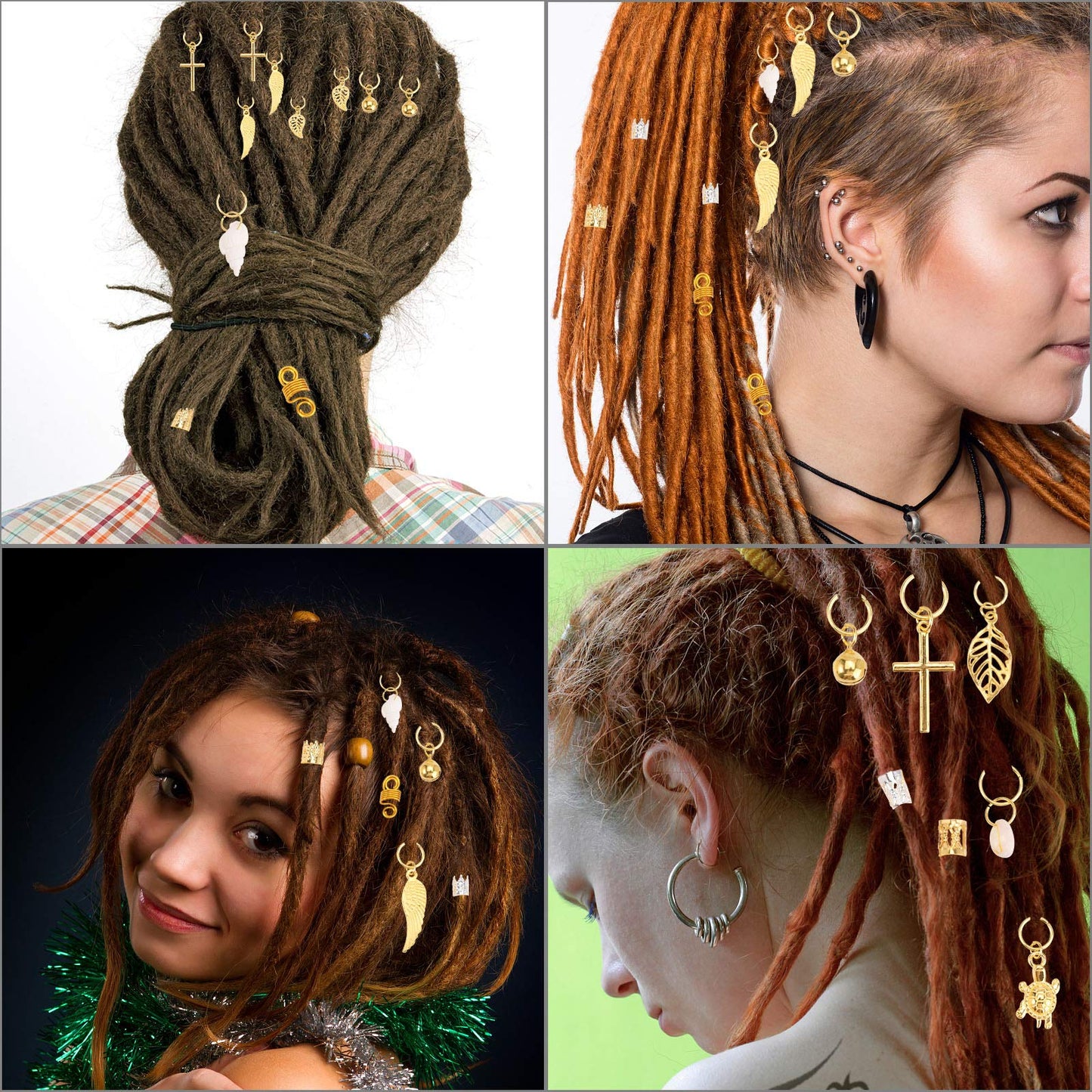 Tecbeauty 236 Pieces Hair Jewelry for Women Braids Rings Cuffs Clips Aluminum Beads Dreadlock Accessories-Box Storage