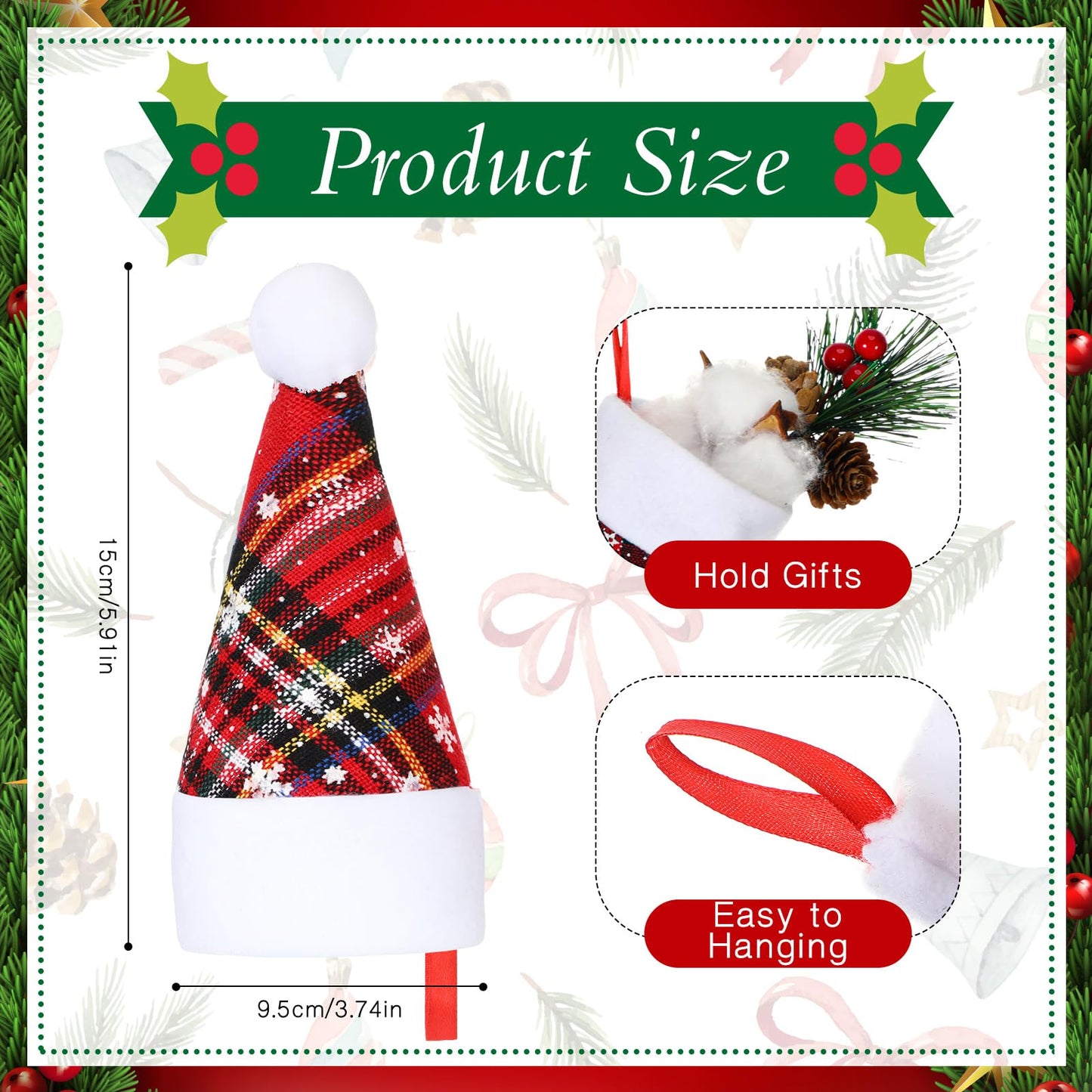 Suzile 80 Pcs Mini Christmas Stockings Ornaments Bulk Small Xmas Stockings Classic Buffalo Plaid Decor Christmas Tree Ornaments Mini Stockings for Holiday Xmas Home Decoration 6 x 5.1 Inch