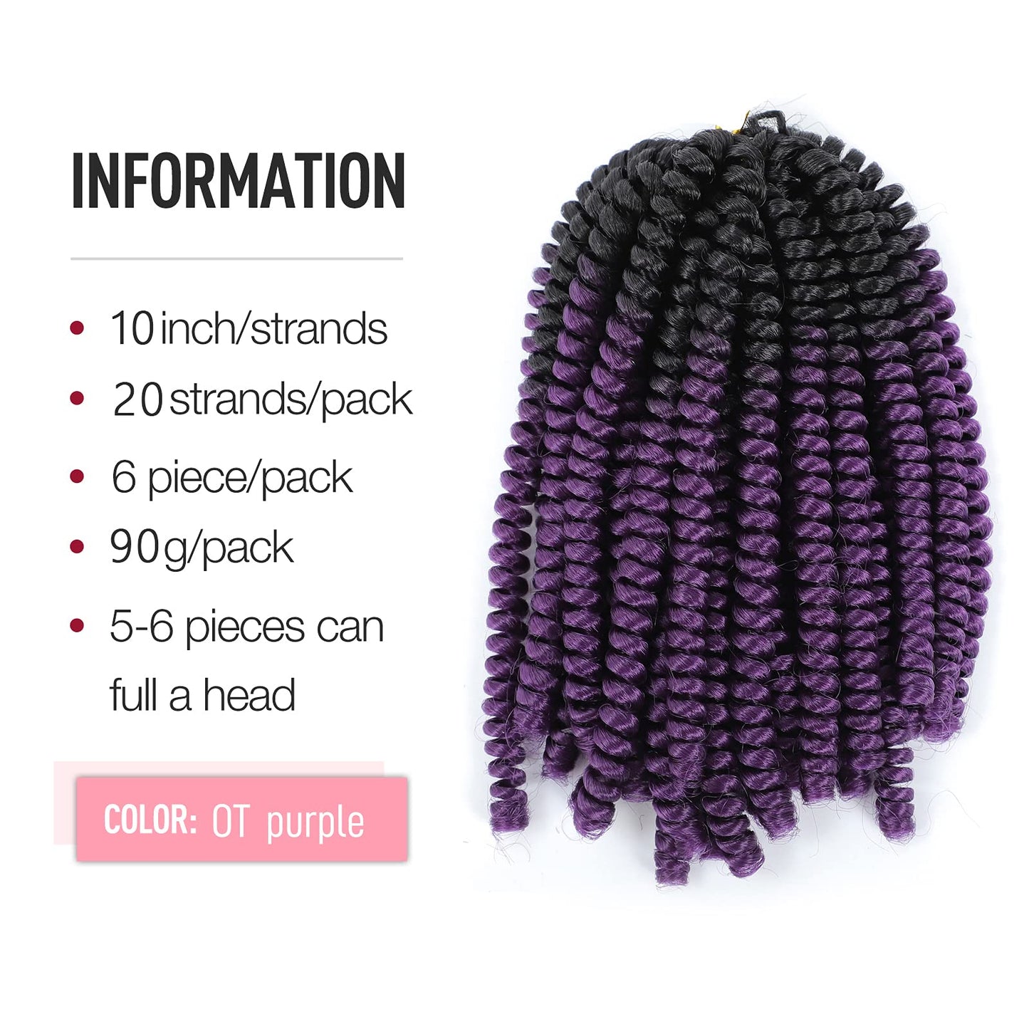 Spring Twist Hair 10 Inch 6 Packs Spring Twist Crochet Hair Spring Twist Braiding Hair For Passion Twist Butterfly Locs Crochet Twist Crochet Braids Hair Synthetic Hair Extensions(10 Inch,OTPurple)