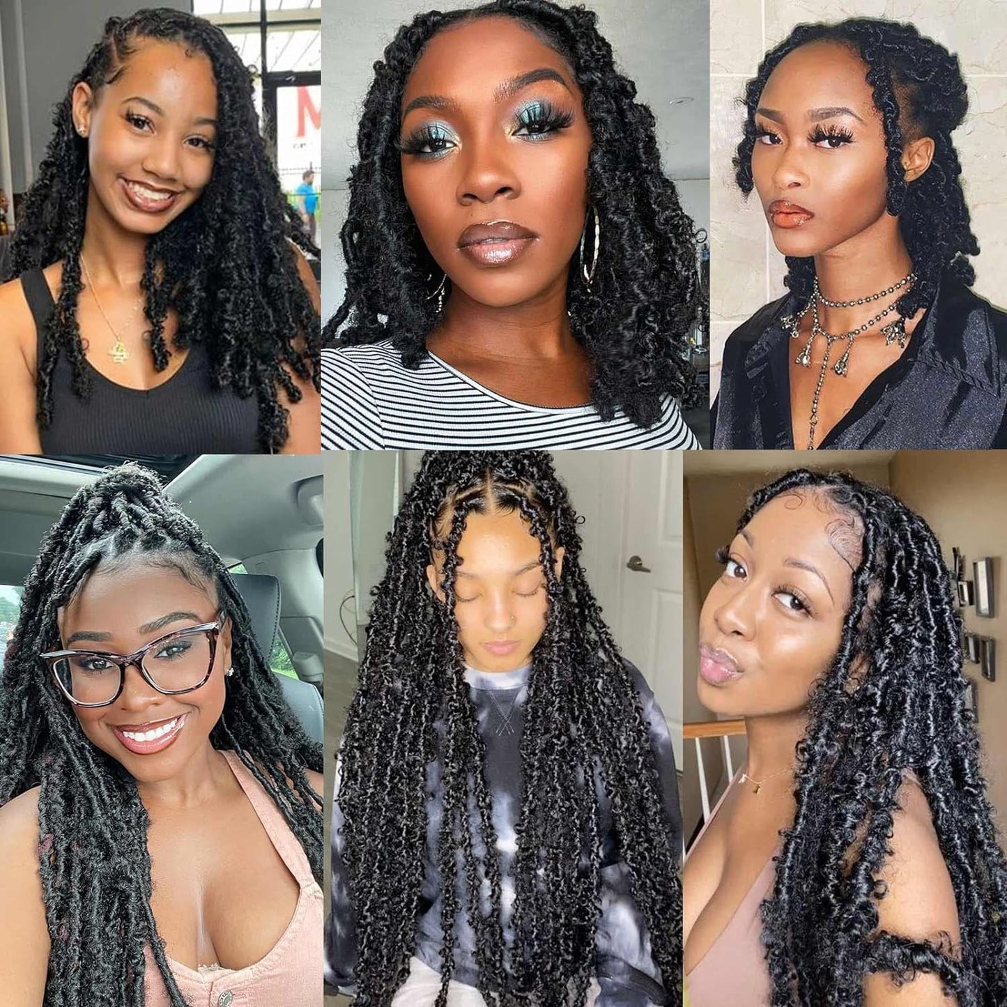 ZRQ 3 Packs Springy Afro Twist Hair For Distressed Soft Locs 24 Inch Black Marley Crochet Braiding Hair Synthetic Pre-Separated Spring Twist Hair Extension For Women 8 Strands/Pack (1B#)