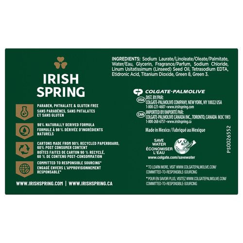 Irish Spring Deodorant Soap Original Bar, 3 Count 3.75 Ounce, 4 Packs, Total 12 Bars