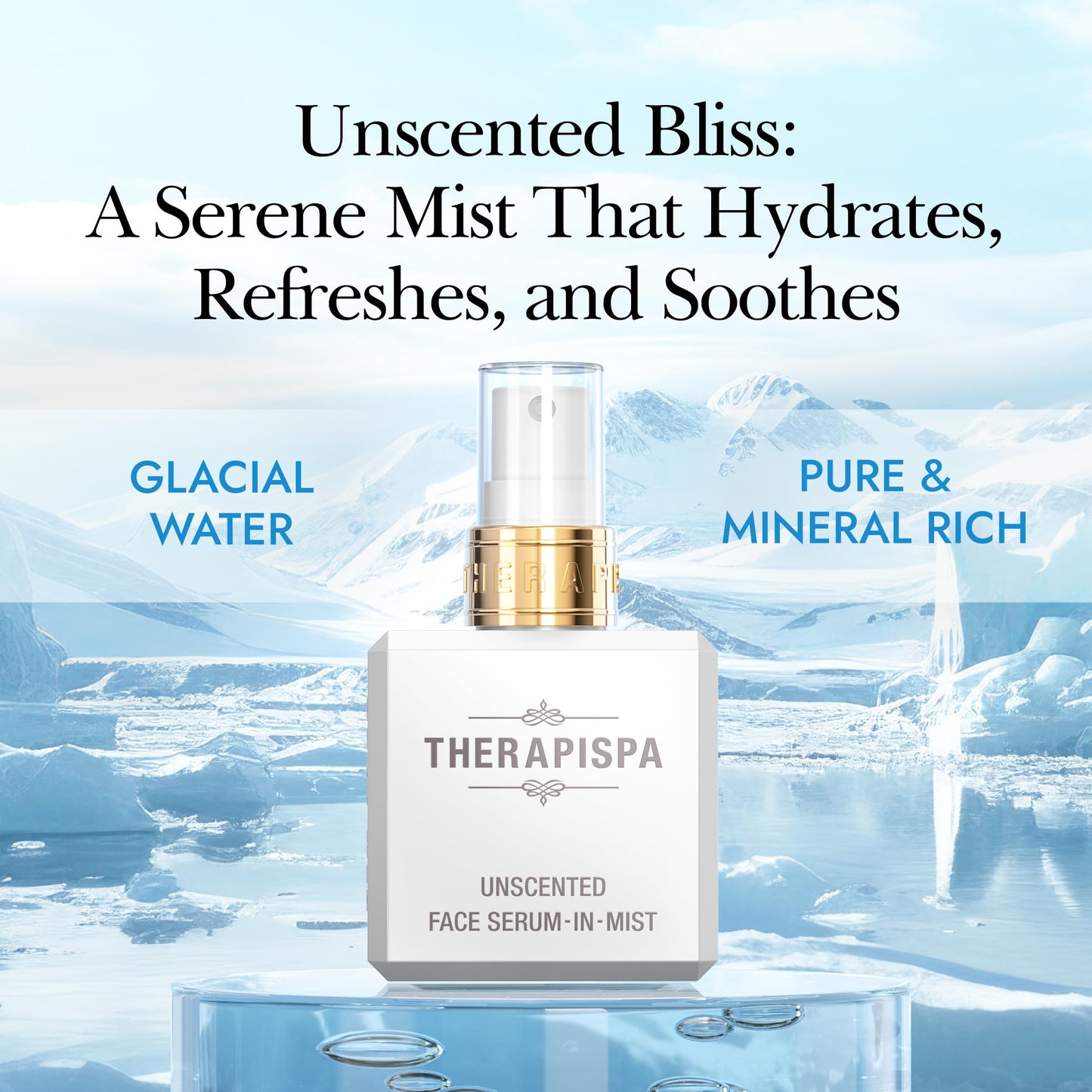 THERAPISPA Premium Face Spray Serum - Antioxidant Face Mist for Deep Hydration, Skin Brightness & Firmness, with Niacinamide (B3), Panthenol (B5), Adenosine, and Hyaluronic Acid (Unscented, 2.0 fl oz)