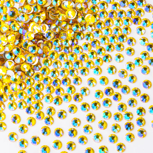 1440Pcs Lemon Ab Crystal Rhinestones,Glass Flatback Rhinestones Gemstones for Nail Face Makeup Art Crafts Clothes Decoration -(SS16,4.0mm,Lemon Ab)