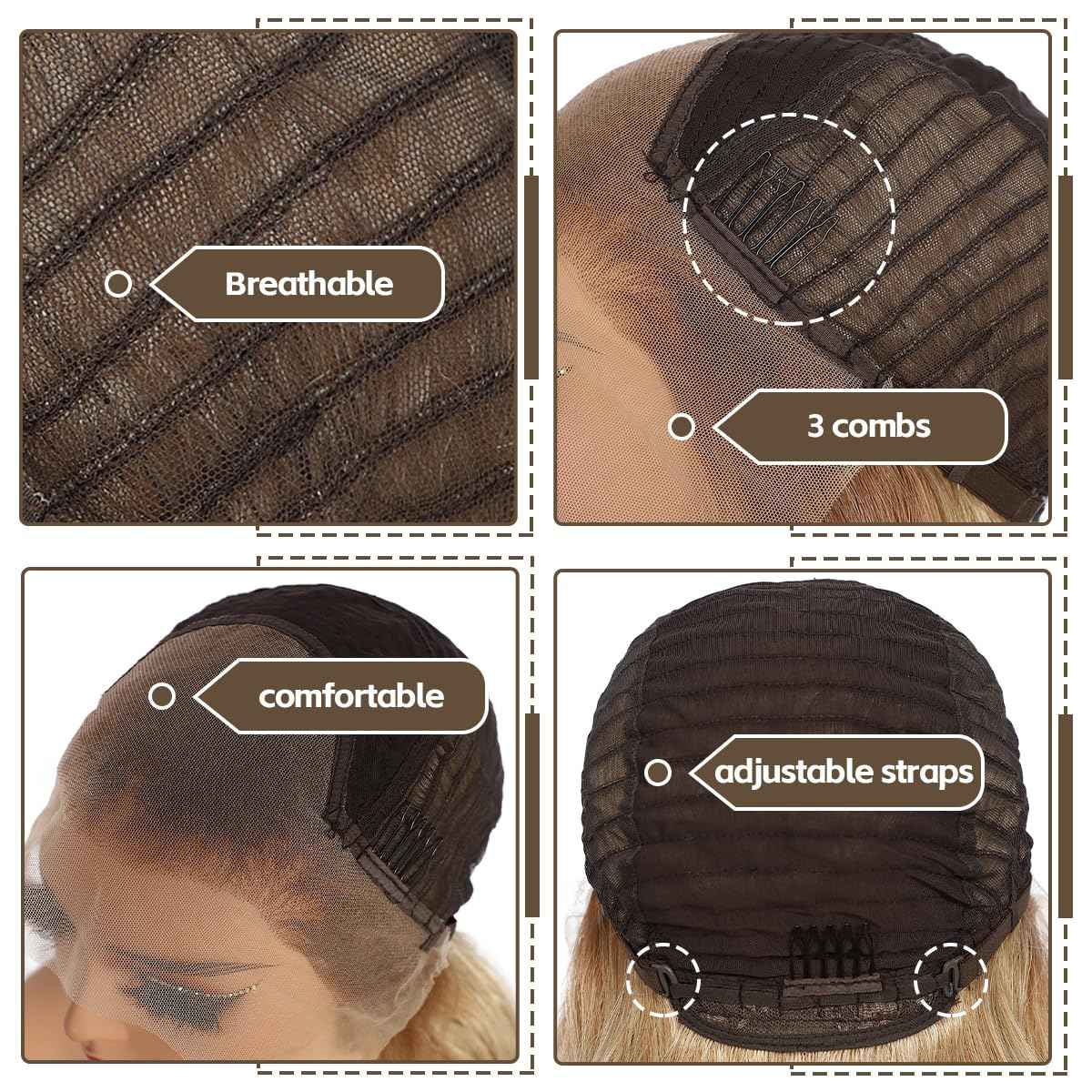 BABEHERS Honey Blonde Lace Front Wig for Women 13x4 Body Wave Synthetic Wigs Highlight Pre-plucked Long Wavy 150% Density Natural Heat Resistant Hair Daily Use 26 Inch