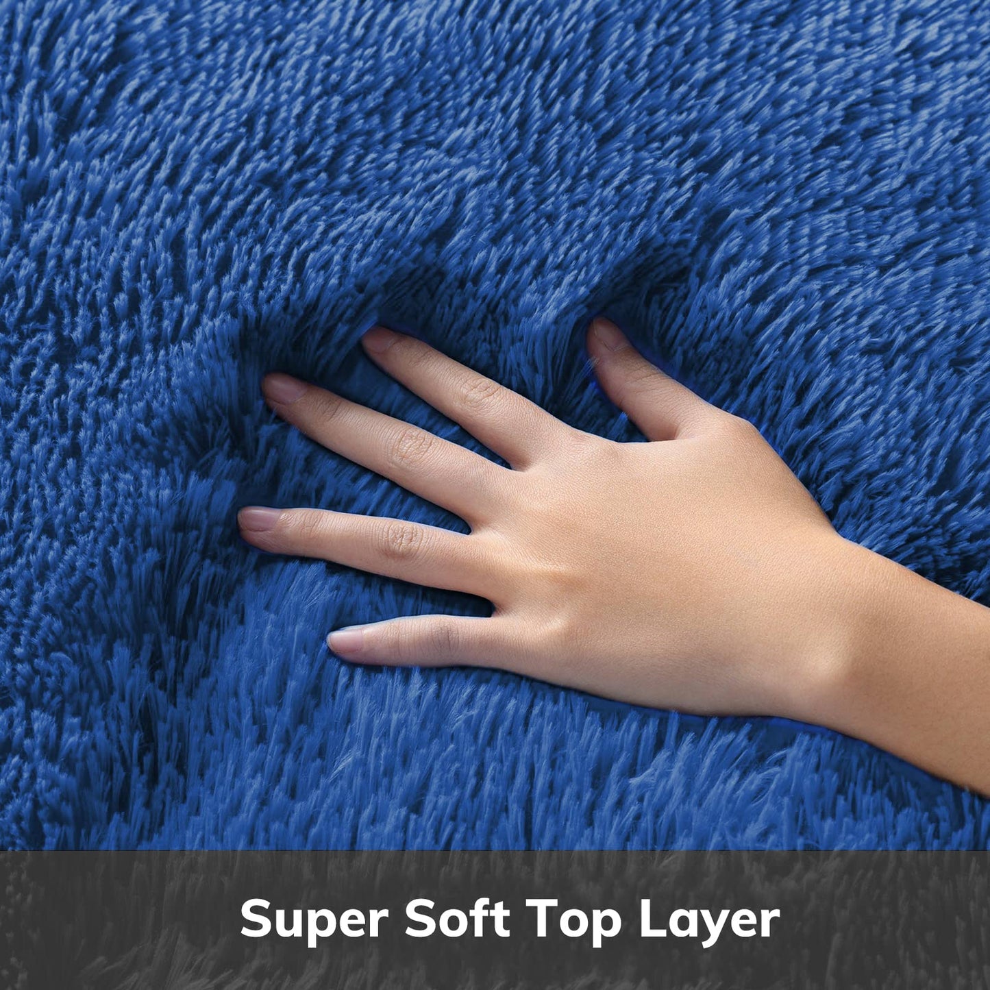 Ophanie Blue Rug, Boys Rugs for Bedroom Royal Dark Blue Carpet Nursery Aesthetic, Kids Playroom Navy Area Rugs for Girls Teen Home Decor, Fluffy Shag Bedside Floor Living Room 3x5 Carpet