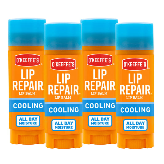 O'Keeffe's Cooling Relief Lip Repair Lip Balm for Dry, Cracked Lips, Stick, (Pack of 4)