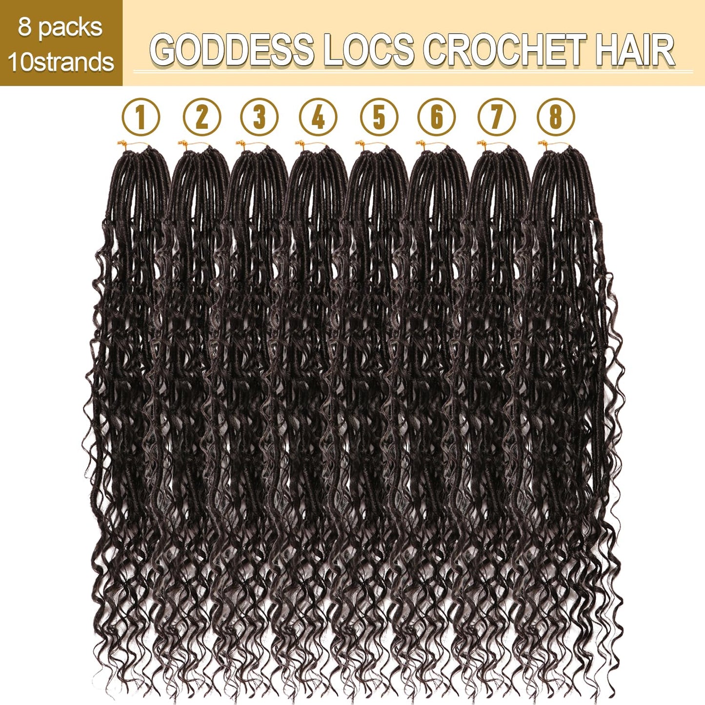 8 Packs Goddess Faux Locs Crochet Hair-24 Inch Boho Soft Locs Crochet Hair for Black Women (#1B, 24 Inch(Pack of 8))