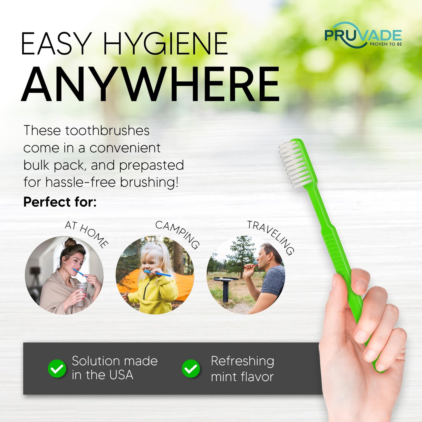 Pruvade 144 Pack Disposable Toothbrushes with Toothpaste, Built in - Prepasted Toothbrushes Individually Wrapped |Single Use Waterless Tooth Brush with Soft Bristles for Hotel, Camping, Travel