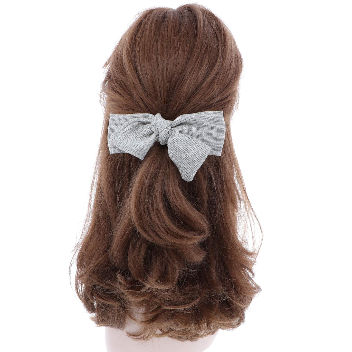 Burlap Bow 5 inch for Women and Girls- Light Grey