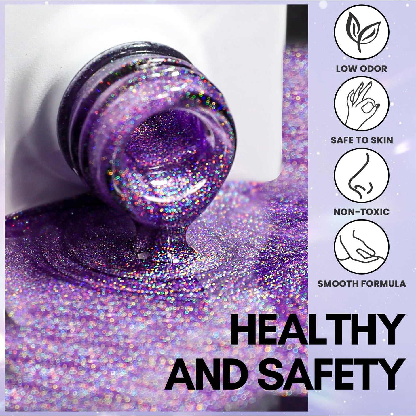 Makartt Gel Nail Polish Cat Eye Holographic Gel Polish Blissful Mauve Universal Rainbow Sparkly Glitter Unique Magnetic Effect Nail Gel for DIY Nail Art UV LED Soak Off Manicure 10ml