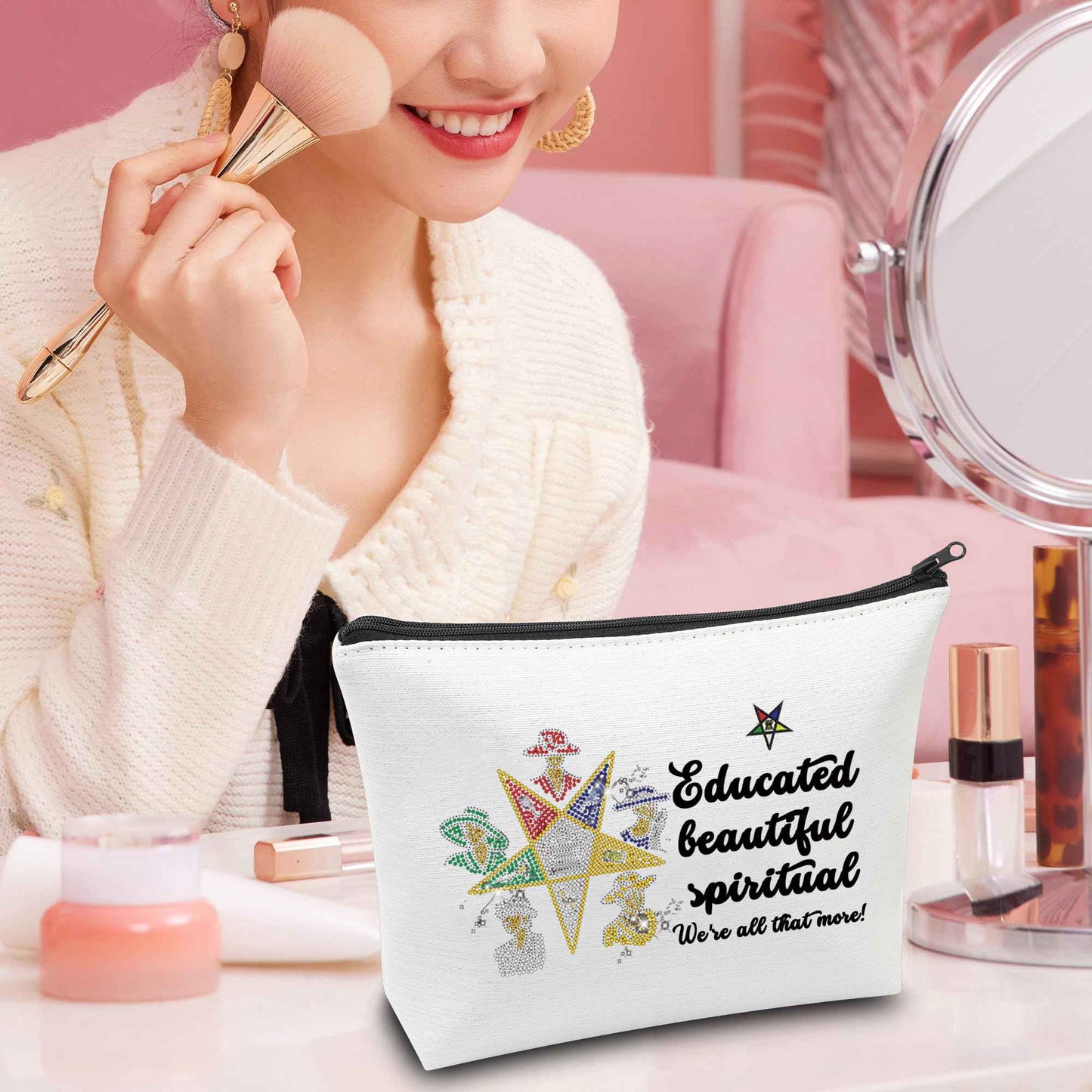 CMNIM Order Of The Eastern Star Gift Eastern Star Cosmetic Bag Educated Beautiful Spiritual Sister Sorority Gift for Diva