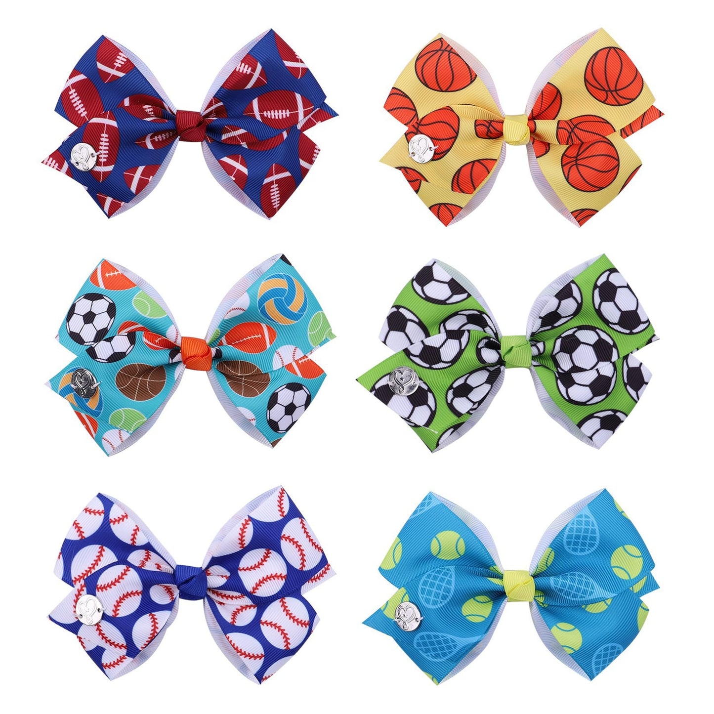 Soccer Ribbon Bow Hair Clips soccer bows Hair Accessories for girls.(FJ27) (Z1)