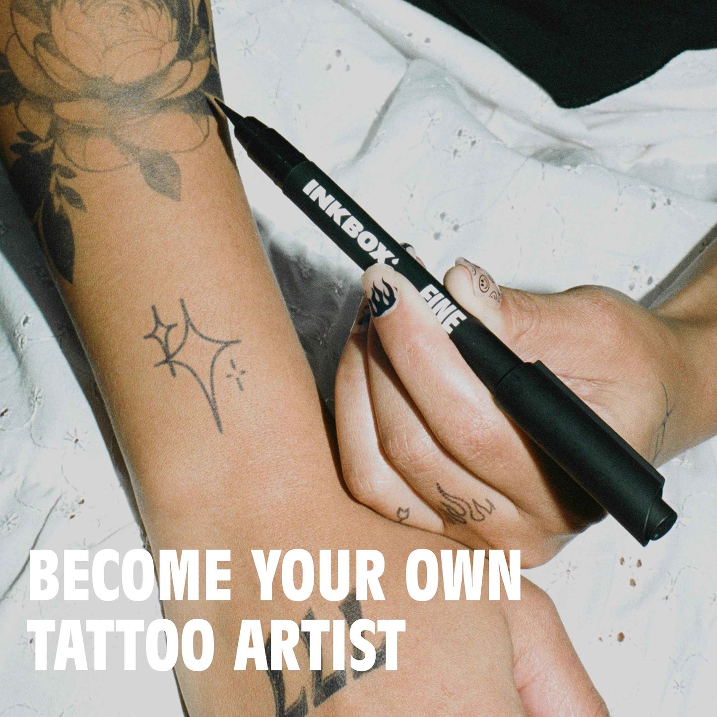 Inkbox Freehand Tattoo Marker Kit – Medium & Fine Tips, Lasts Up to 10 Days, For All Skin Tones, Water-Resistant, Cruelty-Free & Vegan, Long-Lasting Temporary Tattoo Pens, All Skill Levels – Pack of 2