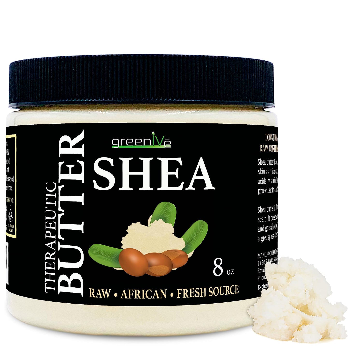 GreenIVe Shea Butter Raw 100% Pure Organiclly Grown Ivory Shea for Moisturizing or DIY Butters, Lotions, Soaps.