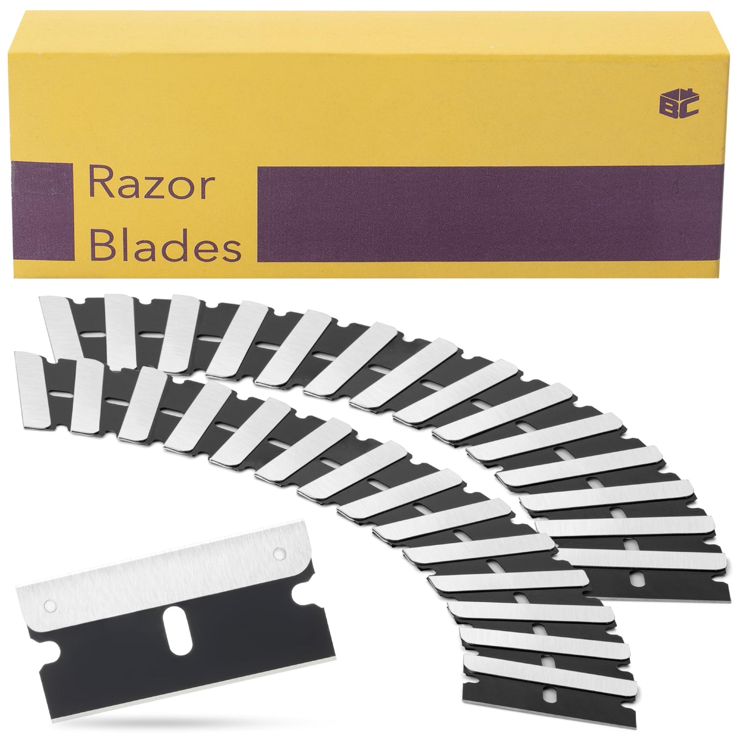 Bates- Single Edge Razor Blades, 50 Pack, Black, Razor Blades Single Edge, Straight Edge Razor Blade, Scraper Blades, Single Edge Blades, Single Edge Razor Blade, Straight Edge Razor Blades