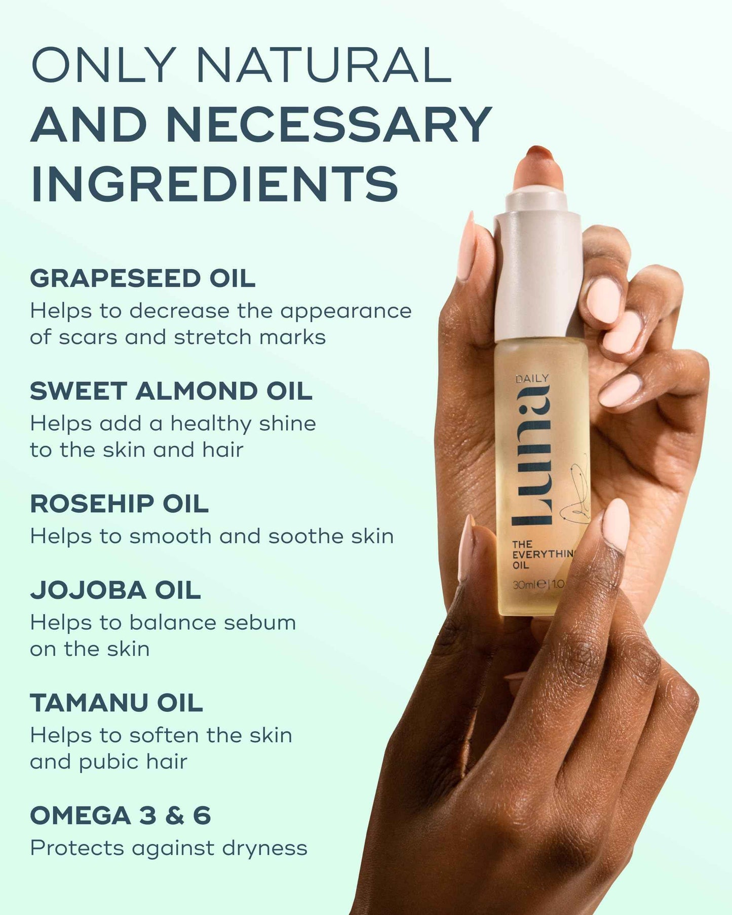 Luna Daily Ingrown Hair Oil (30ml) |Multi-Purpose Hydrating Oil |Soothes Razor Bumps, Reduces Redness, Softens Dry Skin, & Prevents Ingrown Hairs | Jojoba & Botanical Extracts for Smooth Skin