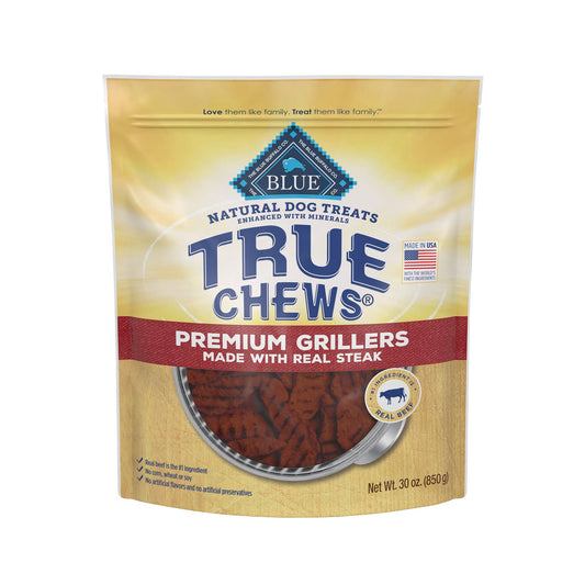 Blue Buffalo True Chews Premium Grillers Natural Dog Treats, Steak 30 oz bag